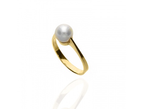 Złoty pierścionek z perłą próby 0,585 - 2