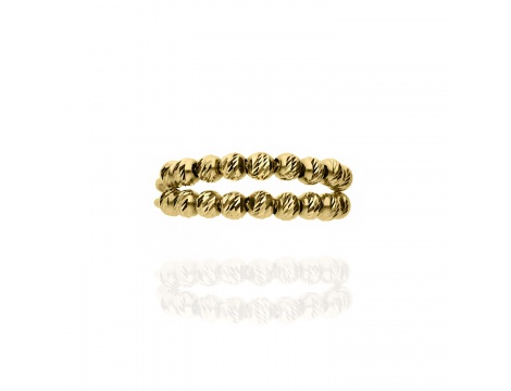 Złoty pierścionek próby 0,585 z diamentowanymi kuleczkami - 3