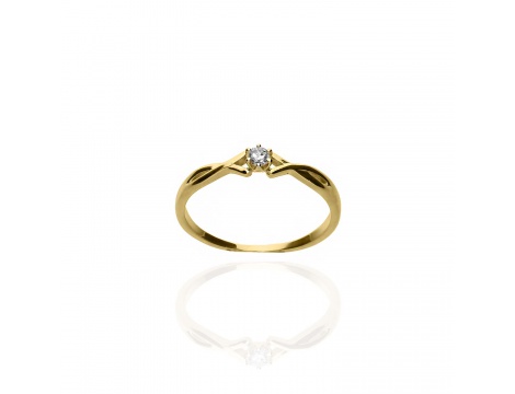 Złoty pierścionek zaręczynowy z cyrkonią próby 0,585