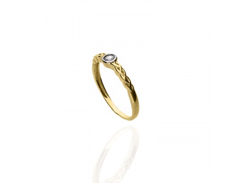 Złoty pierścionek próby 0,585  zaręczynowy z cyrkonią - 2