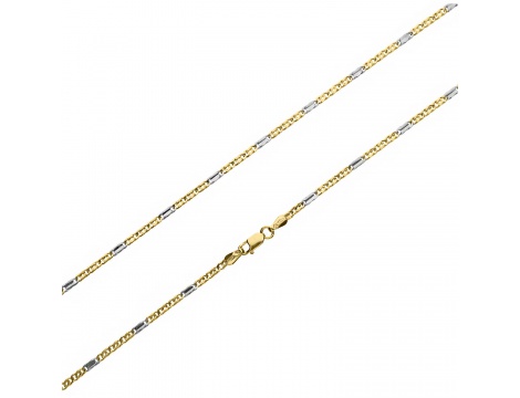 Dwukolorowy złoty łańcuszek próby 0,585 gucci z blaszką 50 cm/ 2 mm