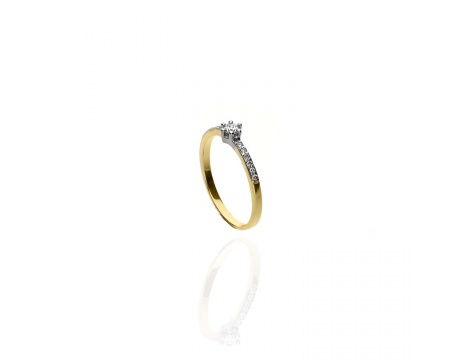 Złoty pierścionek zaręczynowy próby 0,585 z cyrkoniami - 2