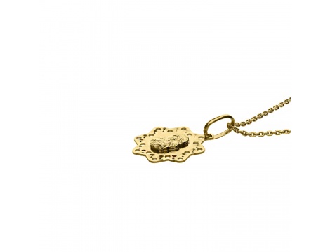Złoty medalik próby 0,585 o nietuzinkowym kształcie z Matką Boską Częstochowską - 2