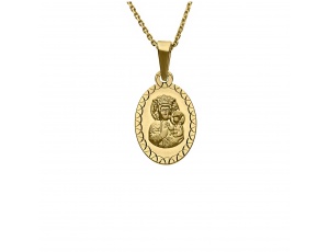 Złoty medalik próby 0,585 z wizerunkiem Matki Boskiej Częstochowskiej