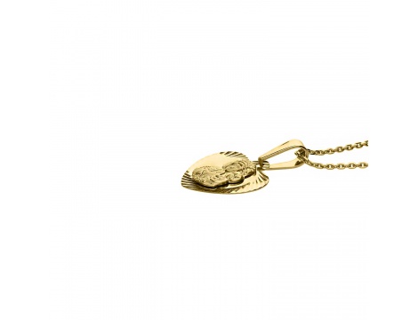 Złoty medalik próby 0,585 w kształcie serca z Matką Boską Częstochowską - 2