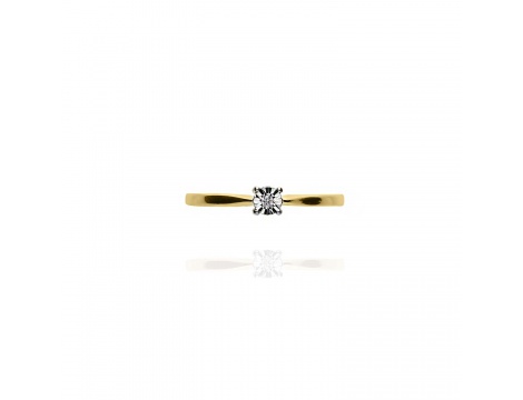 Złoty pierścionek zaręczynowy próby 0,585 z brylantem 0,015 ct - 2