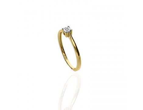 Złoty pierścionek zaręczynowy próby 0,585 z brylantem 0,015 ct - 3