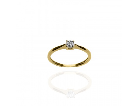 Złoty pierścionek zaręczynowy próby 0,585 z brylantem 0,015 ct