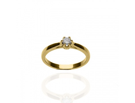 Złoty pierścionek zaręczynowy próby 0,585 z brylantem 0,23 ct