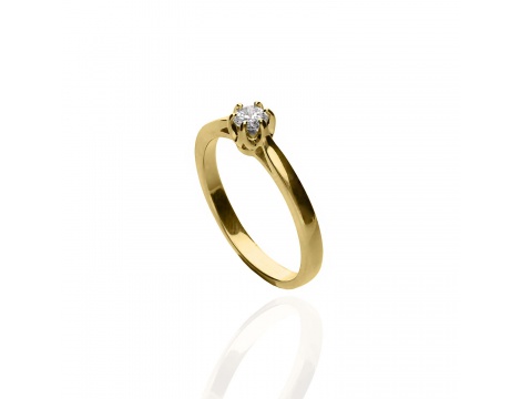 Złoty pierścionek zaręczynowy próby 0,585 z brylantem 0,23 ct - 2