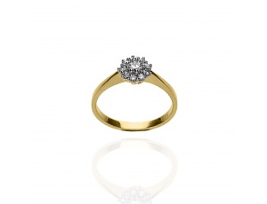 Złoty pierścionek zaręczynowy próby 0,585 z brylantami 0,34 ct