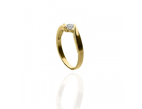 Złoty pierścionek zaręczynowy próby 0,585 z brylantem 0,08 ct - 2