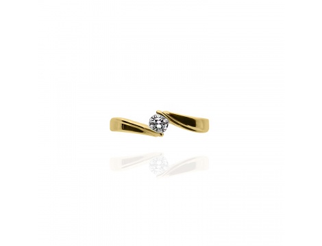 Złoty pierścionek zaręczynowy próby 0,585 z brylantem 0,08 ct - 3