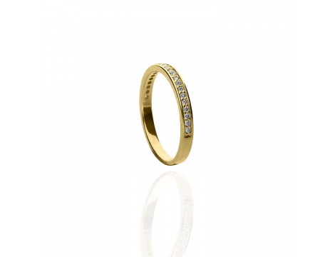 Złoty pierścionek obrączkowy próby 0,585 z brylantami 0,23 ct - 2