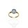 Złoty pierścionek próby 0,585 z niebieską cyrkonią
