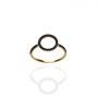 Złoty pierścionek próby 0,585 kółeczko z czarnymi cyrkoniami - 2