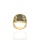 Złoty szeroki pierścionek próby 0,585 ażurowy z czarnymi cyrkoniami