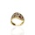 Złoty pierścionek próby 0,585 falowany z kolorowymi cyrkoniami