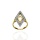 Złoty pierścionek próby 0,585 w kształcie rombu z cyrkoniami