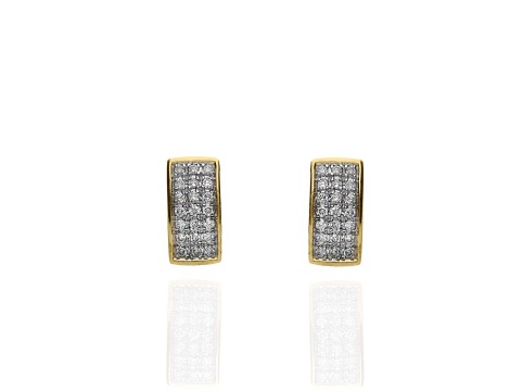 Złote kolczyki wkrętki próby 0,585 z brylantami 0,32 ct
