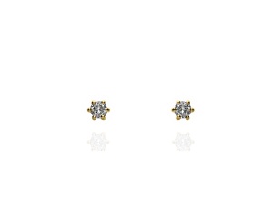 Złote kolczyki wkrętki próby 0,585 z brylantami 0,25 ct