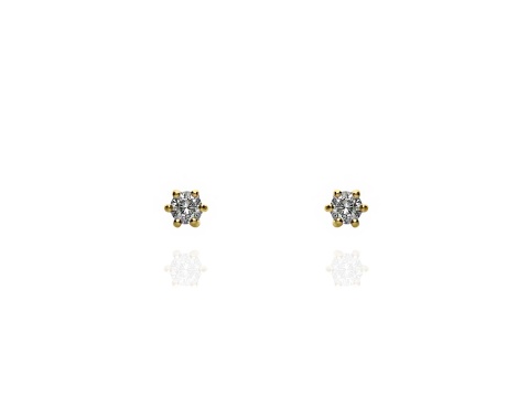 Złote kolczyki wkrętki próby 0,585 z brylantami 0,25 ct