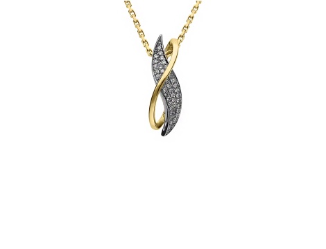 Złoty wisiorek w dwóch kolorach próby 0,585 z brylantami 0,2 ct