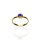 Złoty subtelny pierścionek próby 0,585 z niebieską cyrkonią