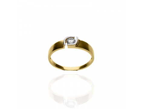 Złoty pierścionek próby 0,585 z pięknie osadzoną cyrkonią