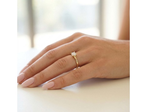 Złoty pierścionek próby 0,585 z brylantem 0,46 ct - 4