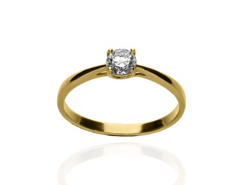 Złoty pierścionek próby 0,585 z brylantem 0,46 ct