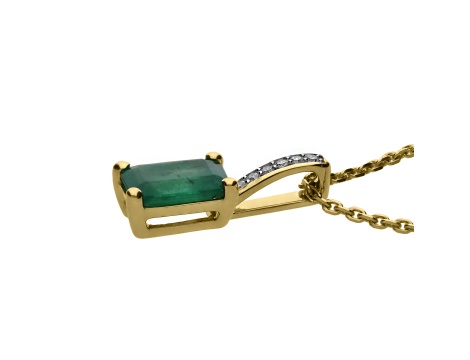 Złoty wisiorek próby 0,585 ze szmaragdem 0,7 ct o brylntami 0,02 ct - 2