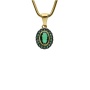 Złoty wisiorek próby 0,585 markiza z zielonymi cyrkoniami i czarnym rodem - 2