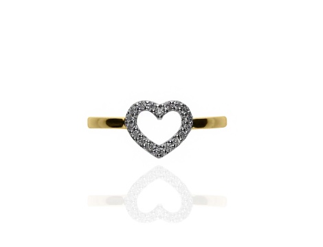 Złoty pierścionek próby 0,585 z brylantami 0,13ct w kształcie serca - 3