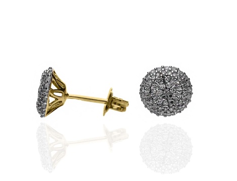 Złote kolczyki wkrętki próby 0,585 z diamentami 0,44ct - 2
