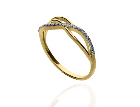 Złoty pierścionek próby 0,585 z brylantami 0,16ct - 2