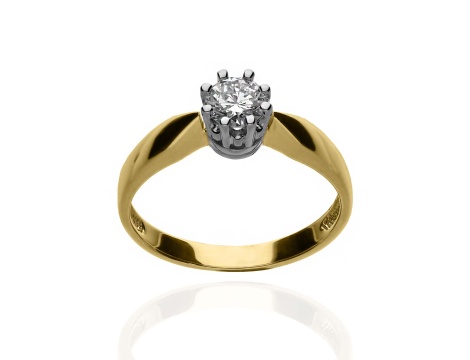 Złoty pierścionek próby 0,585 z brylantem 0,46ct