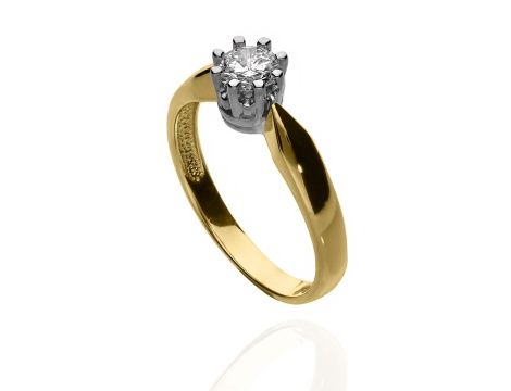 Złoty pierścionek próby 0,585 z brylantem 0,46ct - 2