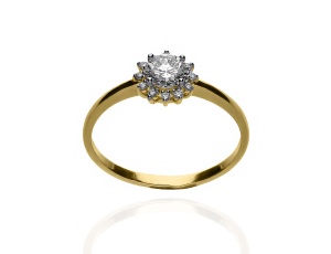 Złoty pierścionek próby 0,585 z brylantami 0,56ct
