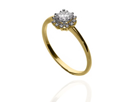Złoty pierścionek próby 0,585 z brylantami 0,56ct - 2