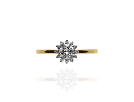 Złoty pierścionek próby 0,585 z brylantami 0,56ct - 3