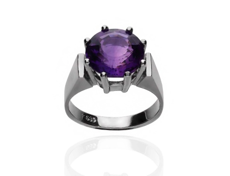 Pierścionek z białego złota próby 0,585 z ametystem 3,48ct