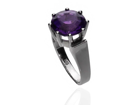 Pierścionek z białego złota próby 0,585 z ametystem 3,48ct - 2