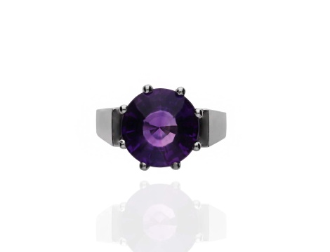 Pierścionek z białego złota próby 0,585 z ametystem 3,48ct - 3