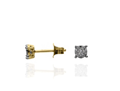 Złote kolczyki wkrętki próby 0,585 z brylantami 0,135 ct - 2
