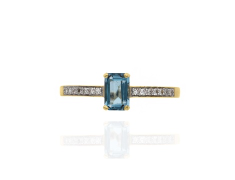 Złoty pierścionek próby 0,585 z topazem 0,65ct i diamentami 0,09ct - 3