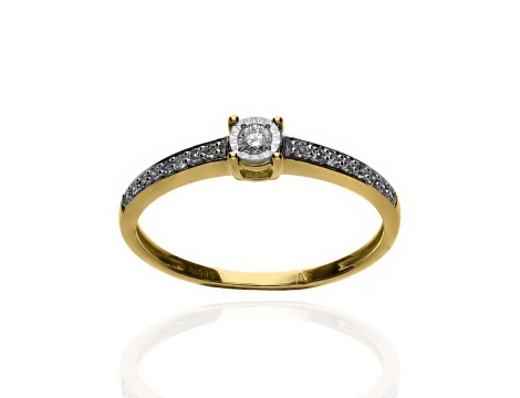 Złoty pierścionek próby 0,585 z brylantami 0,15ct