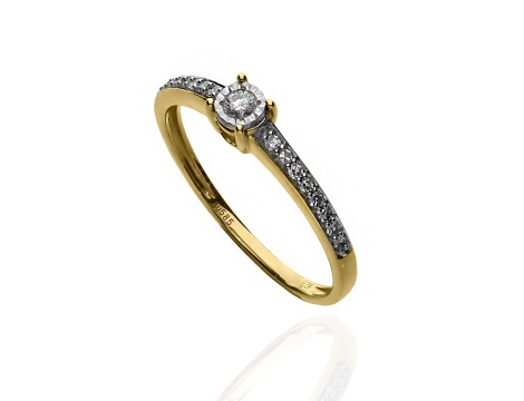 Złoty pierścionek próby 0,585 z brylantami 0,15ct - 2