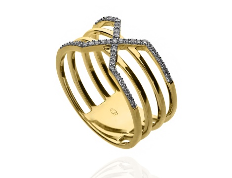 Złoty pierścionek próby 0,585 z diamentami 0,15 ct - 2