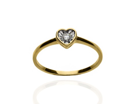 Złoty pierścionek próby 0,585 z brylantem 0,08ct